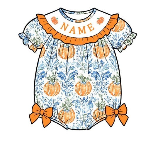 PO- CUSTOM Autumn Toile w/pumpkin embroidery Classic bubble