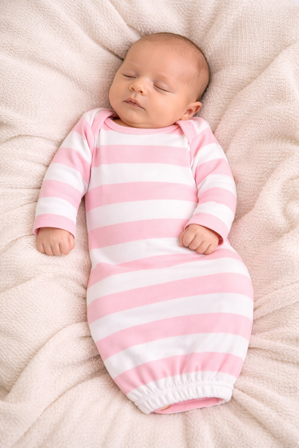 Spring Baby Gowns - Striped Cotton Blend | 5 Colors | Elastic Bottom | 0-3 Month