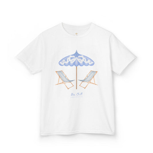 Be Chill Girls Beach Chairs and Umbrella Short Sleeve Youth Hive Tee