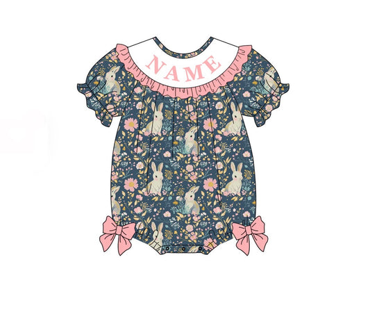 PO- CUSTOM SMOCKED PETER COTTON TAIL FLORAL BUBBLE