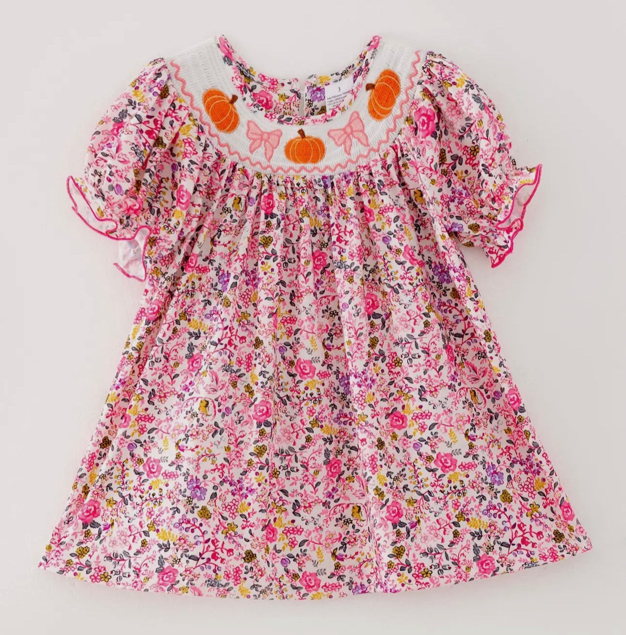 RTS- smocked floral pumpkin dress