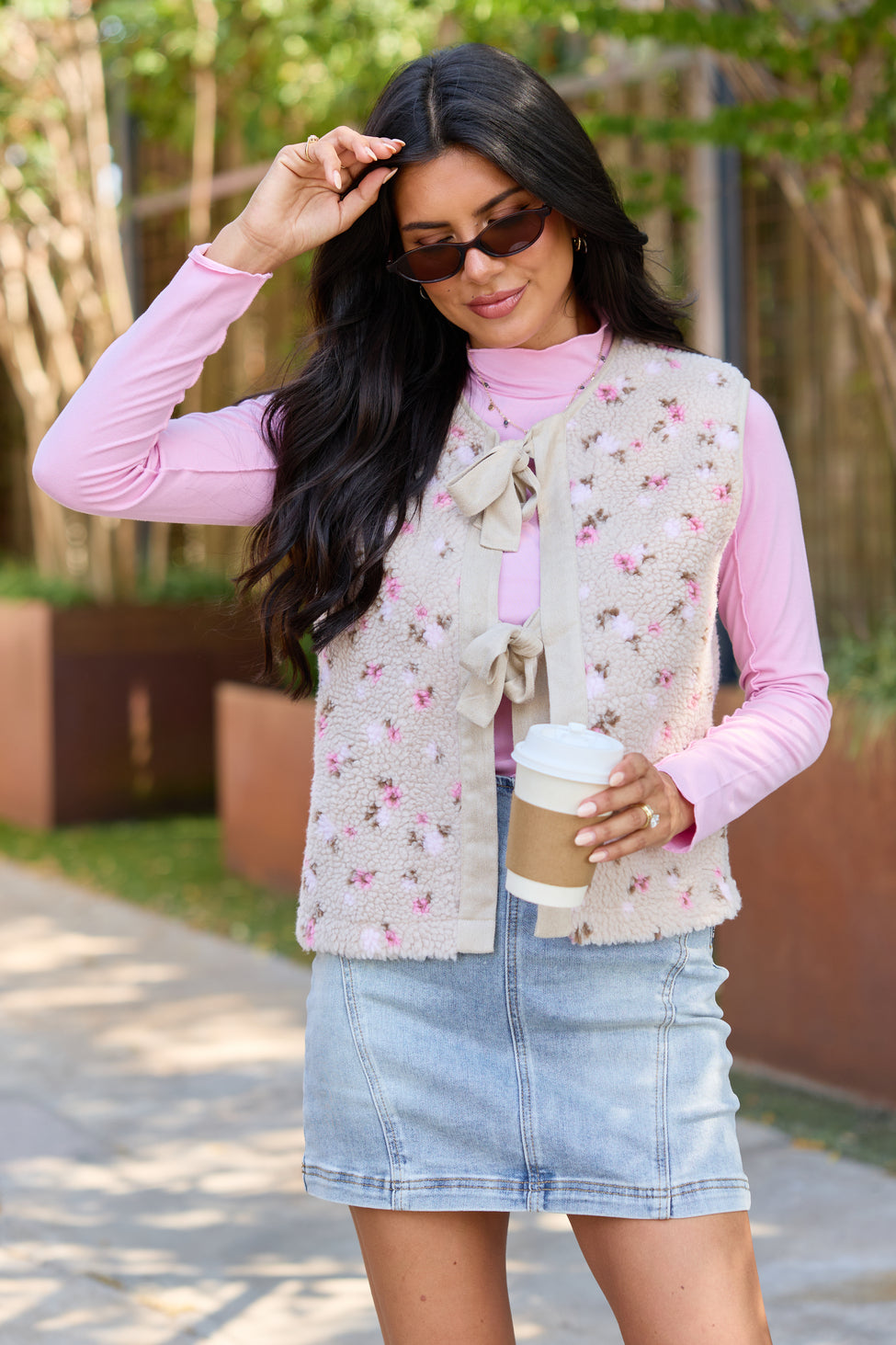 Darling Details Floral Bow Sweater Vest