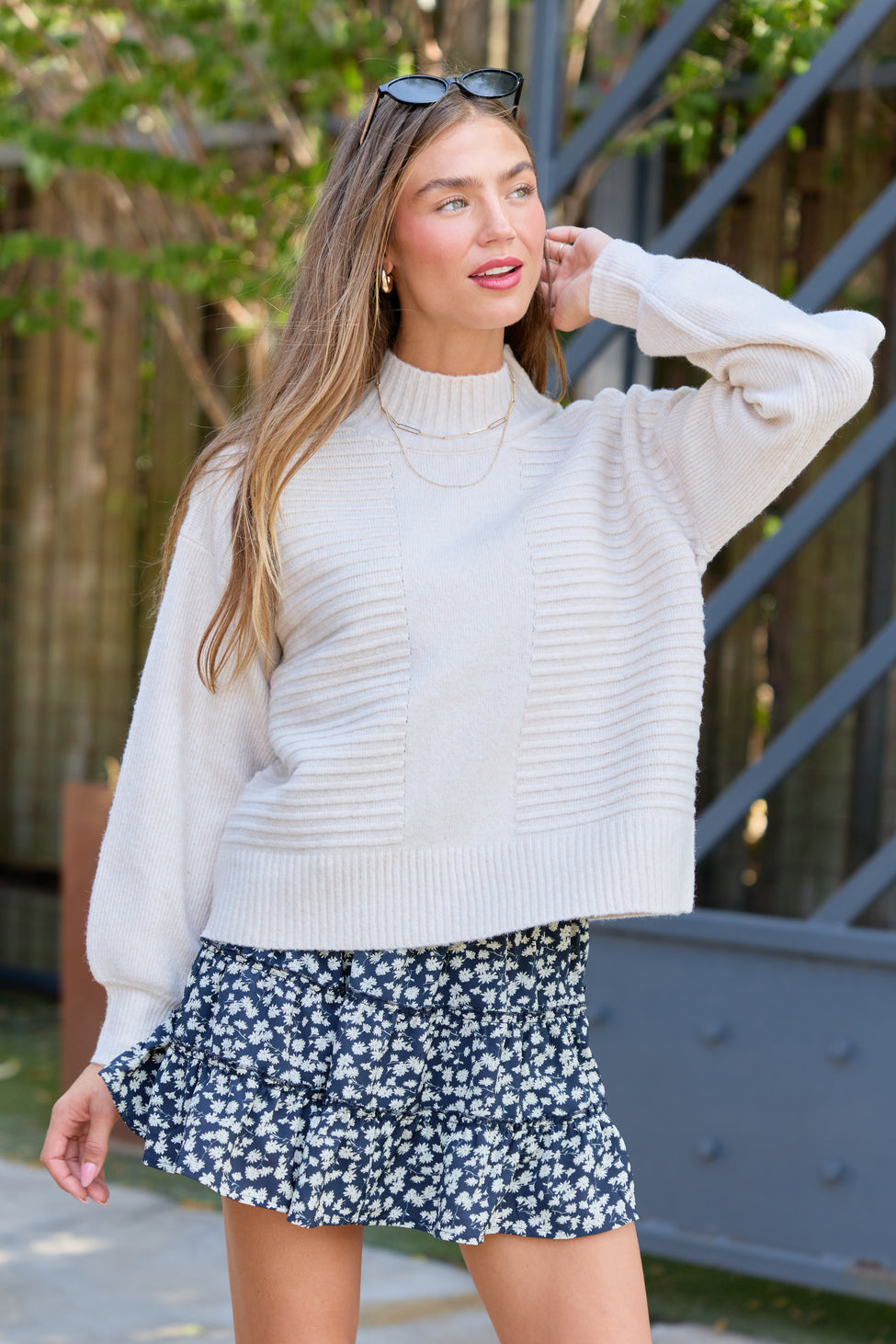 Quiet Comfort Ribbed Mock Neck Sweater - Oatmeal