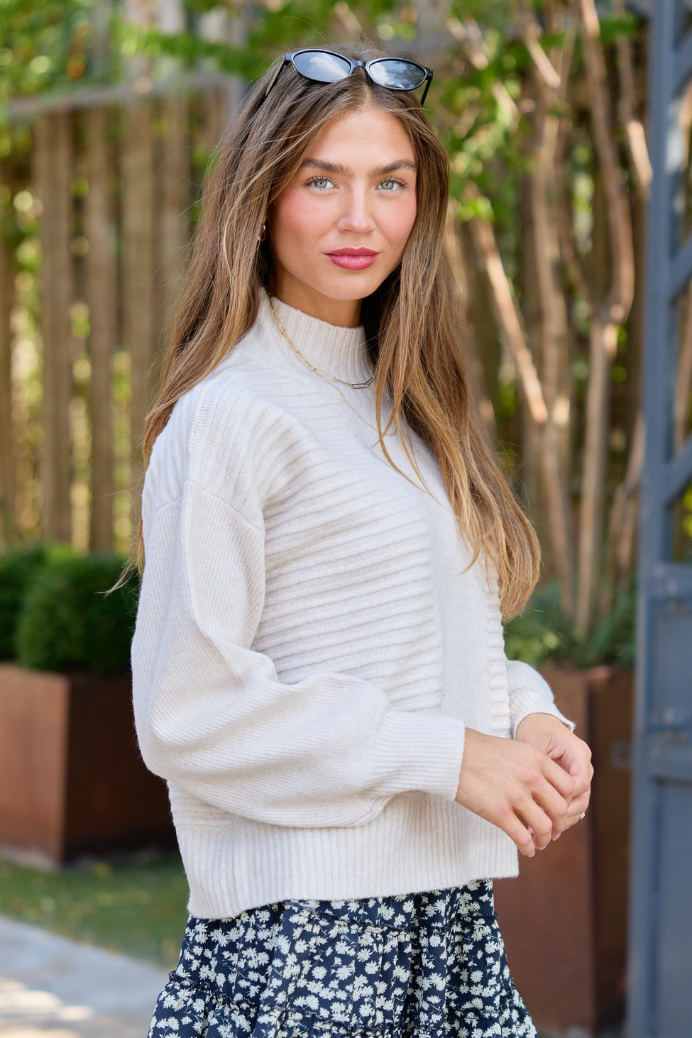 Quiet Comfort Ribbed Mock Neck Sweater - Oatmeal
