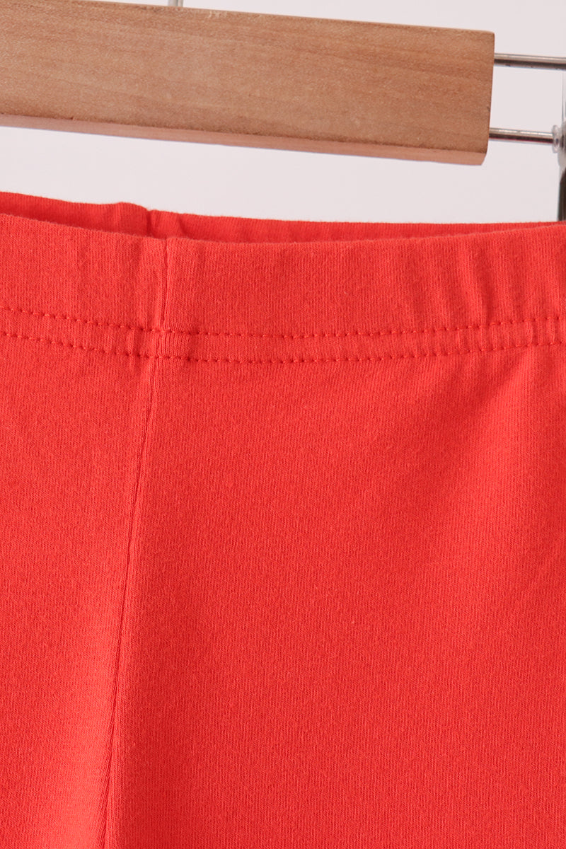 Red scalloped leggings