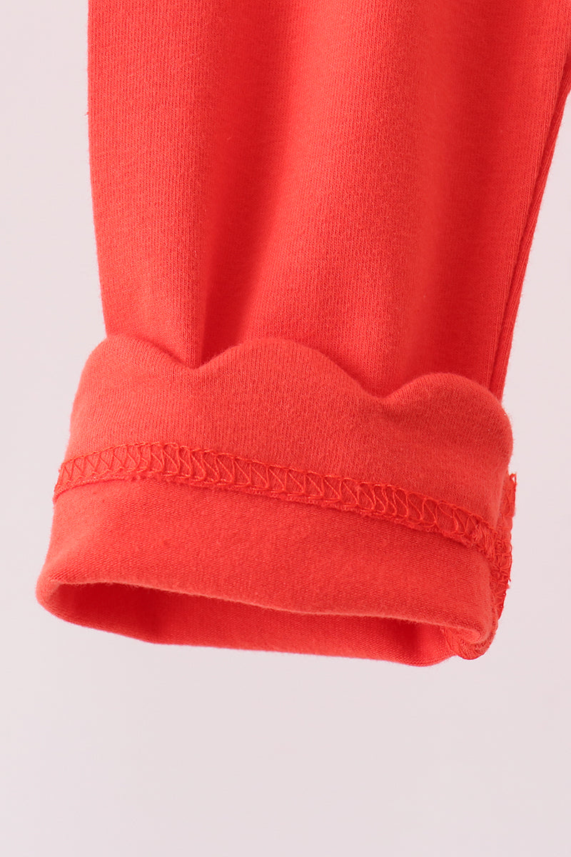 Red scalloped leggings