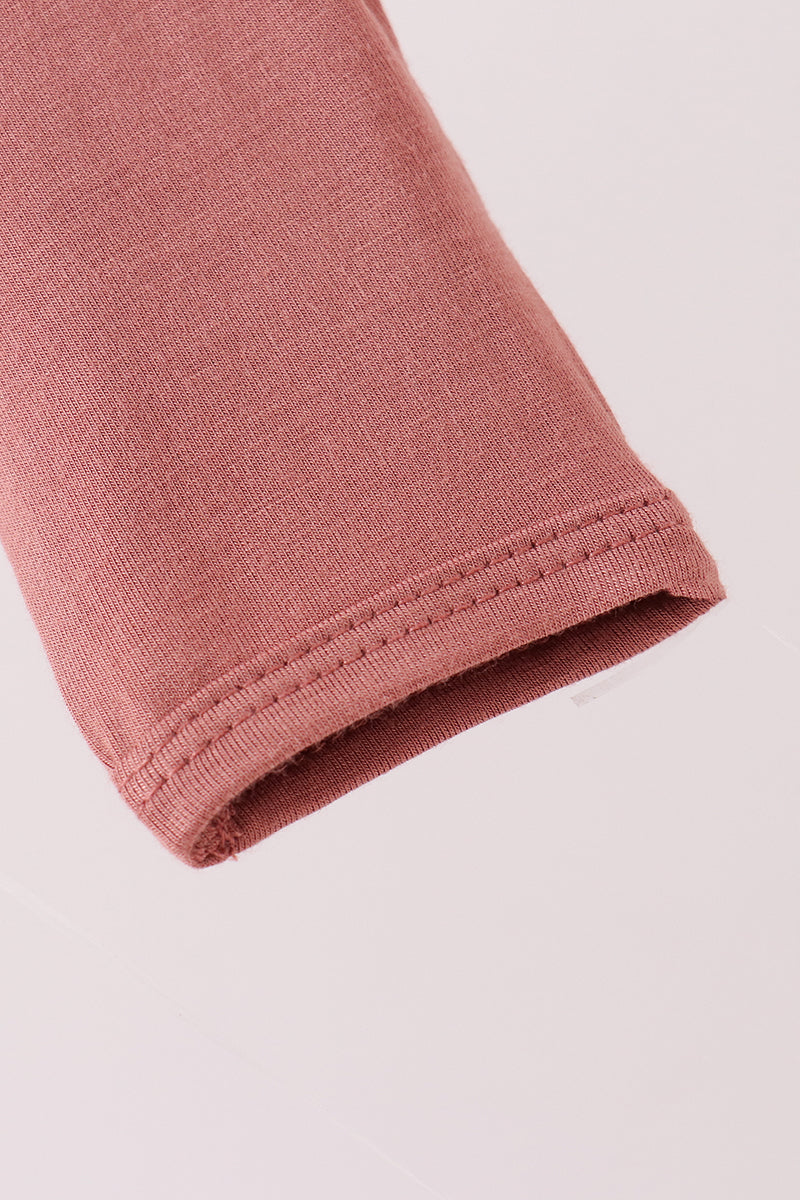 Dusty rose ruffle zipper bamboo romper