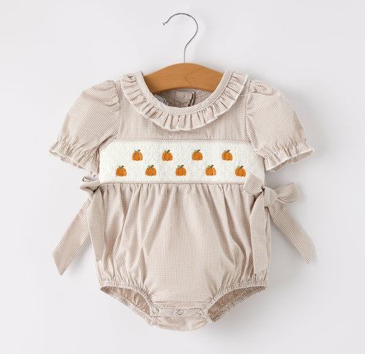 Halloween & Thanksgiving Pumpkin
Embroidery Smock Plaid Baby Girl
Romper