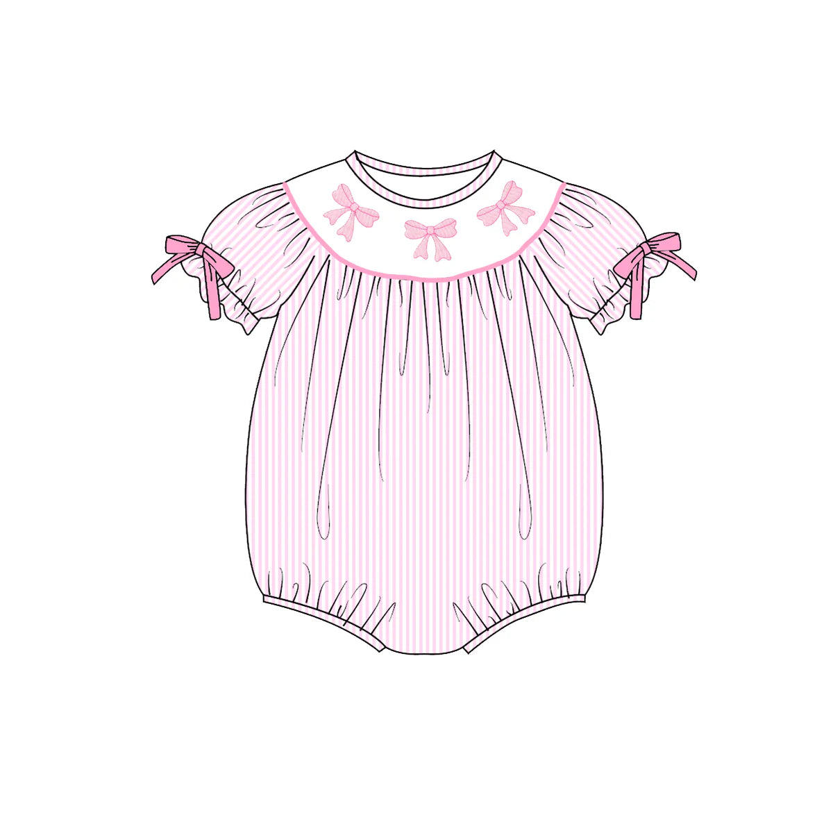 PO- Pink Bow Smocked Bubble