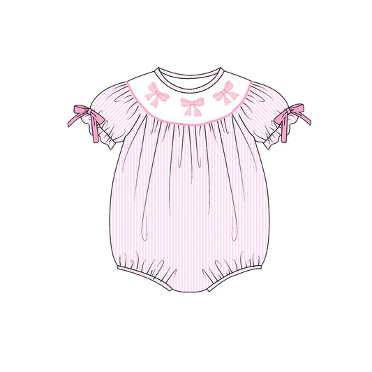 PO- Pink Bow Smocked Bubble