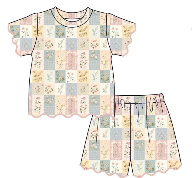 PO- Patchwork Darling Scalloped Shorts Set