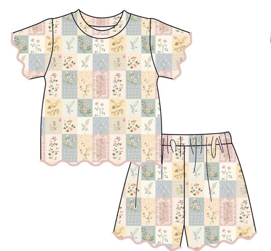 PO- Patchwork Darling Scalloped Shorts Set