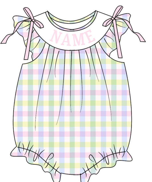 PO- CUSTOM PASTEL PLAID SMOCKED BUBBLE