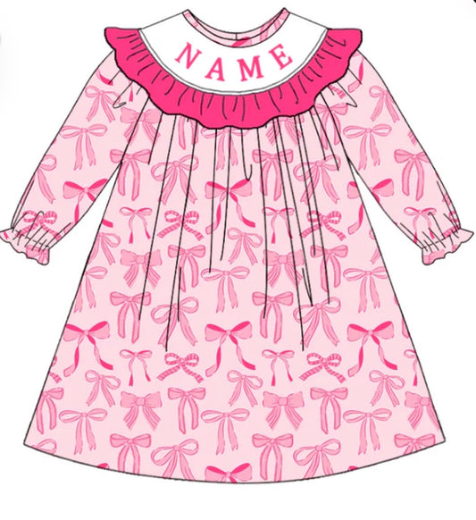 PO- CUSTOM Birthday Girl Pink Ribbon Dress