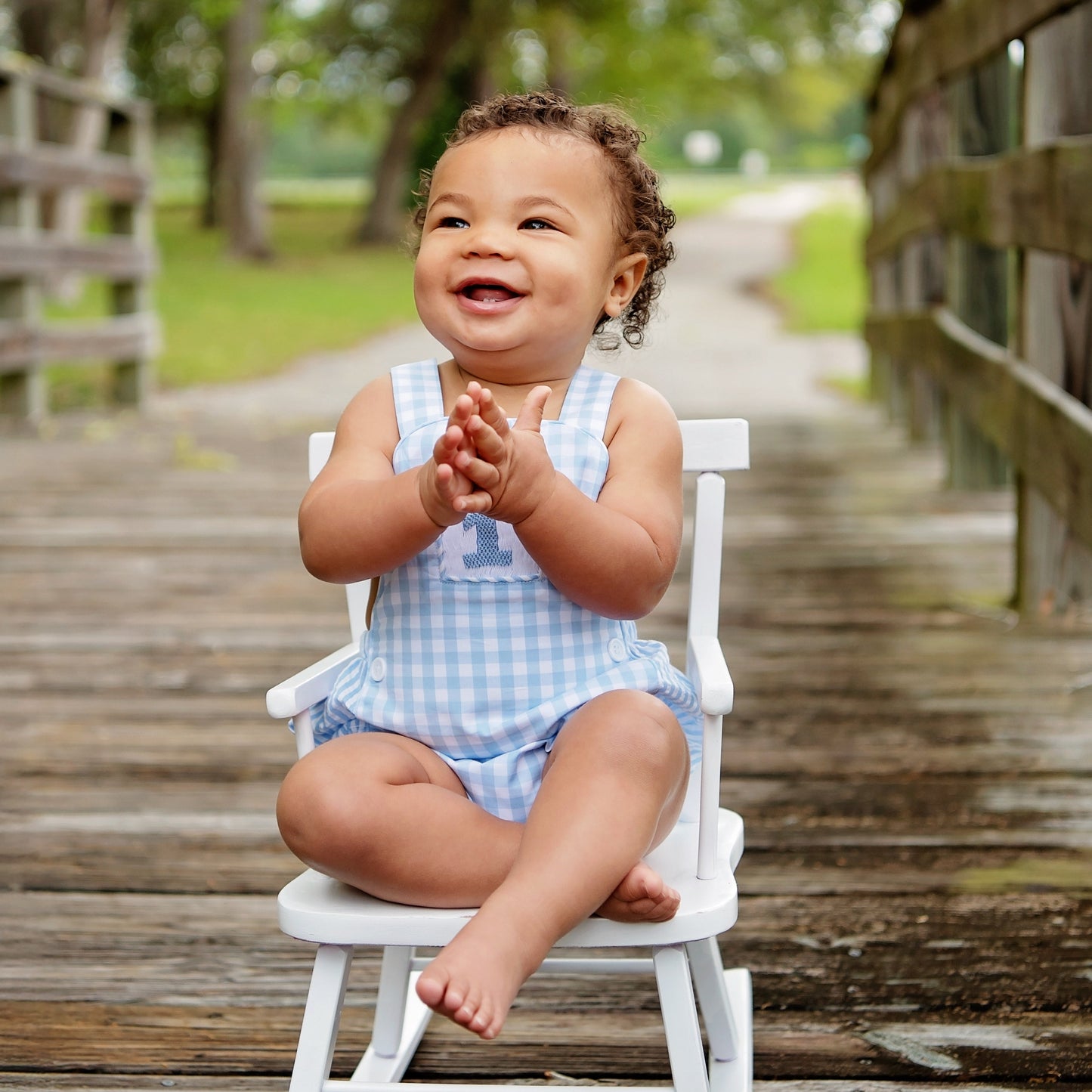 Baby Boy First Birthday Outfit – Smocked Blue Birthday Bubble