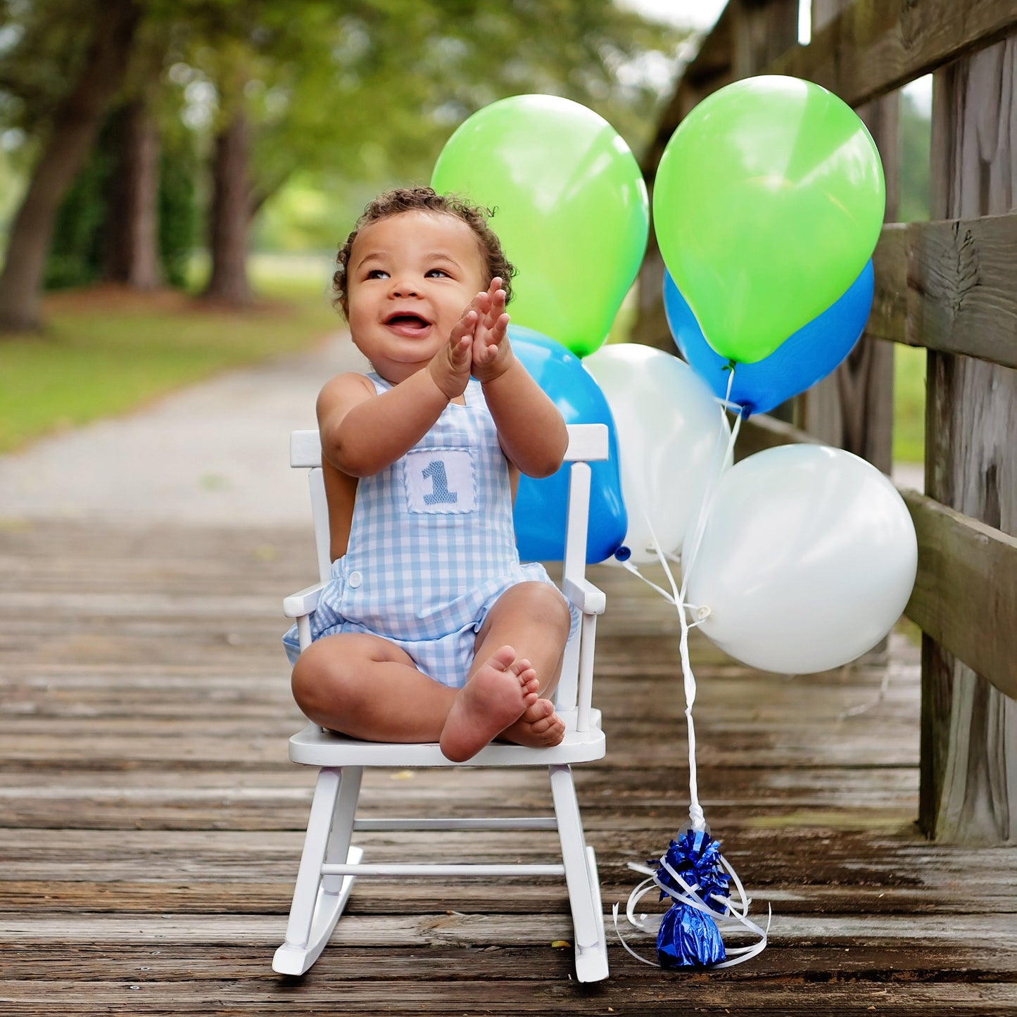 Baby Boy First Birthday Outfit – Smocked Blue Birthday Bubble