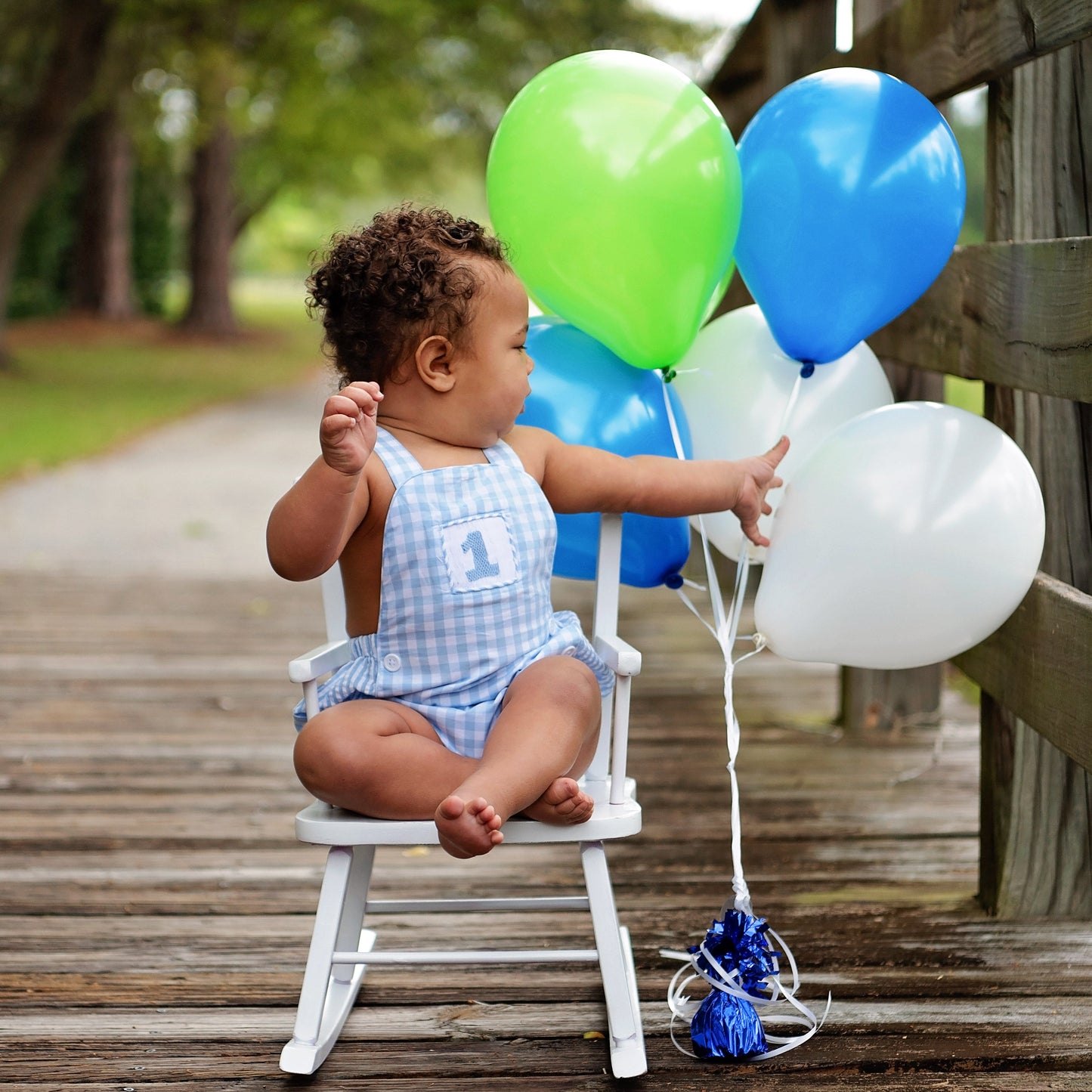 Baby Boy First Birthday Outfit – Smocked Blue Birthday Bubble