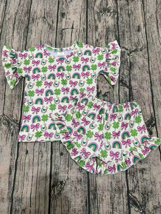St Patty bows Ruffle set
