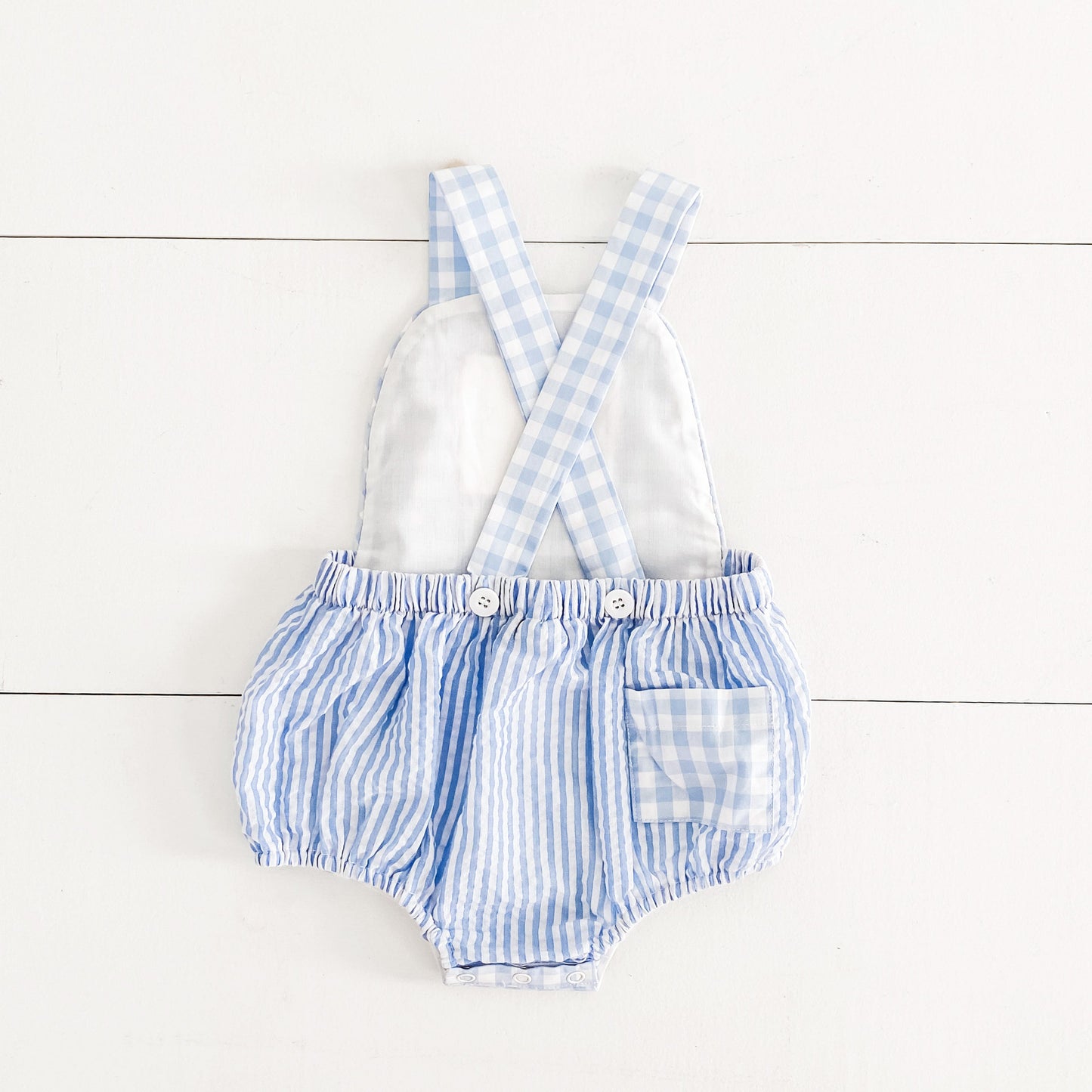 Baby Boy First Birthday Outfit – Smocked Blue Birthday Bubble