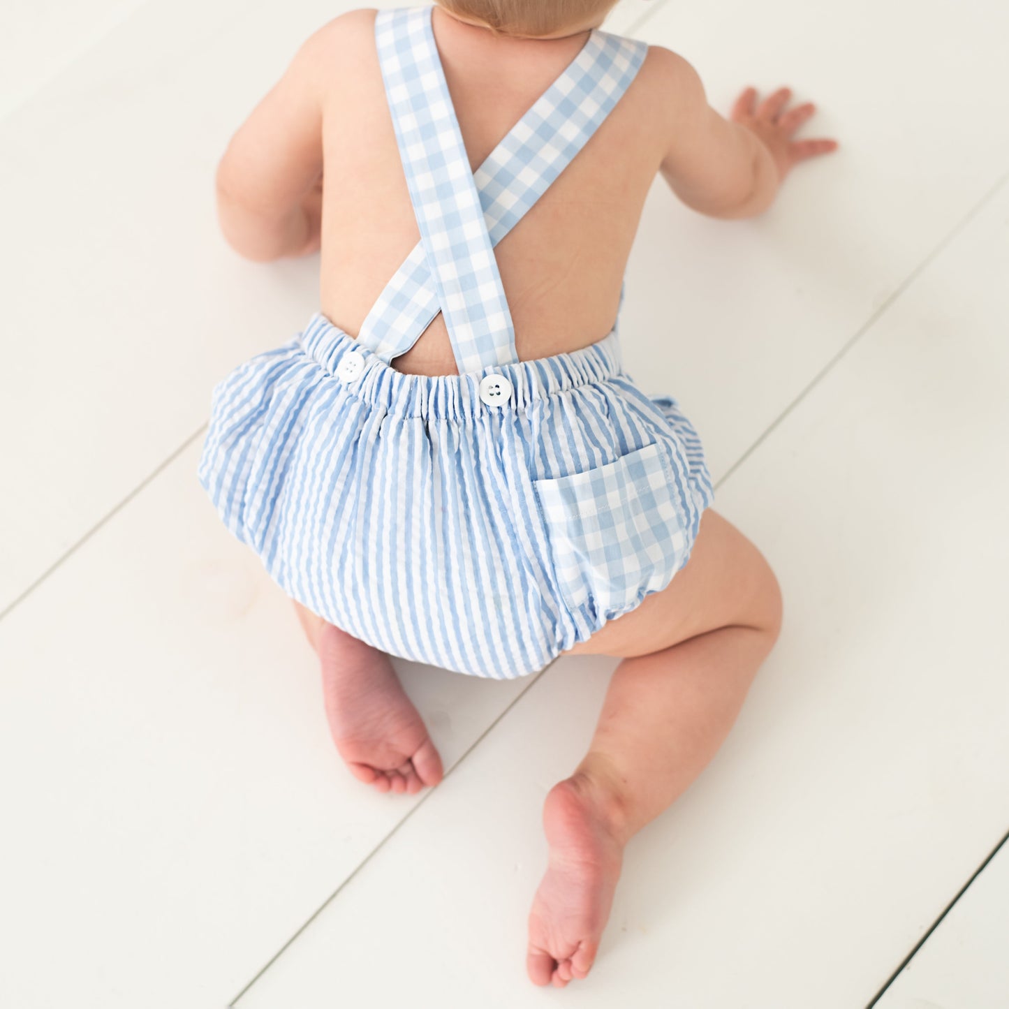 Baby Boy First Birthday Outfit – Smocked Blue Birthday Bubble