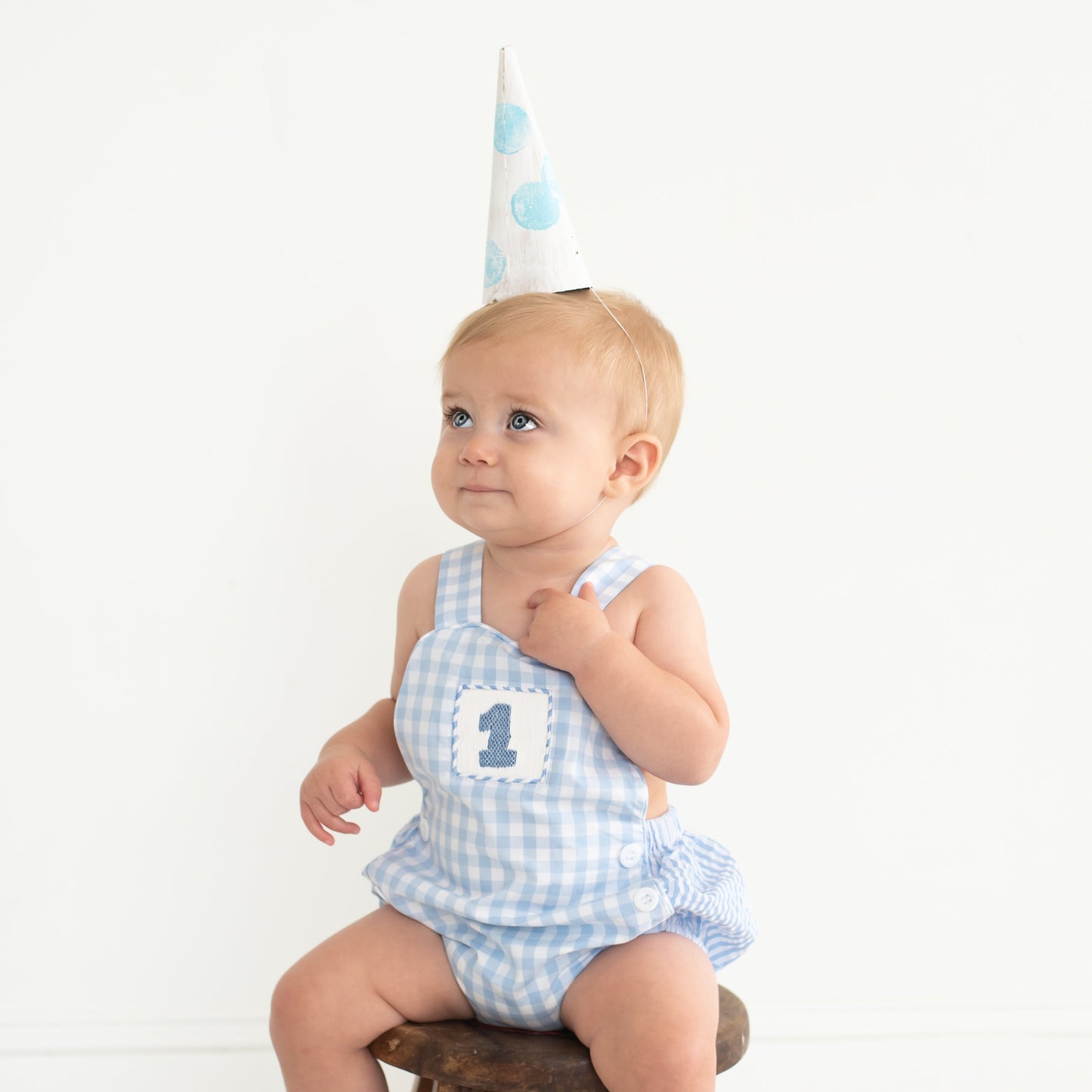 Baby Boy First Birthday Outfit – Smocked Blue Birthday Bubble