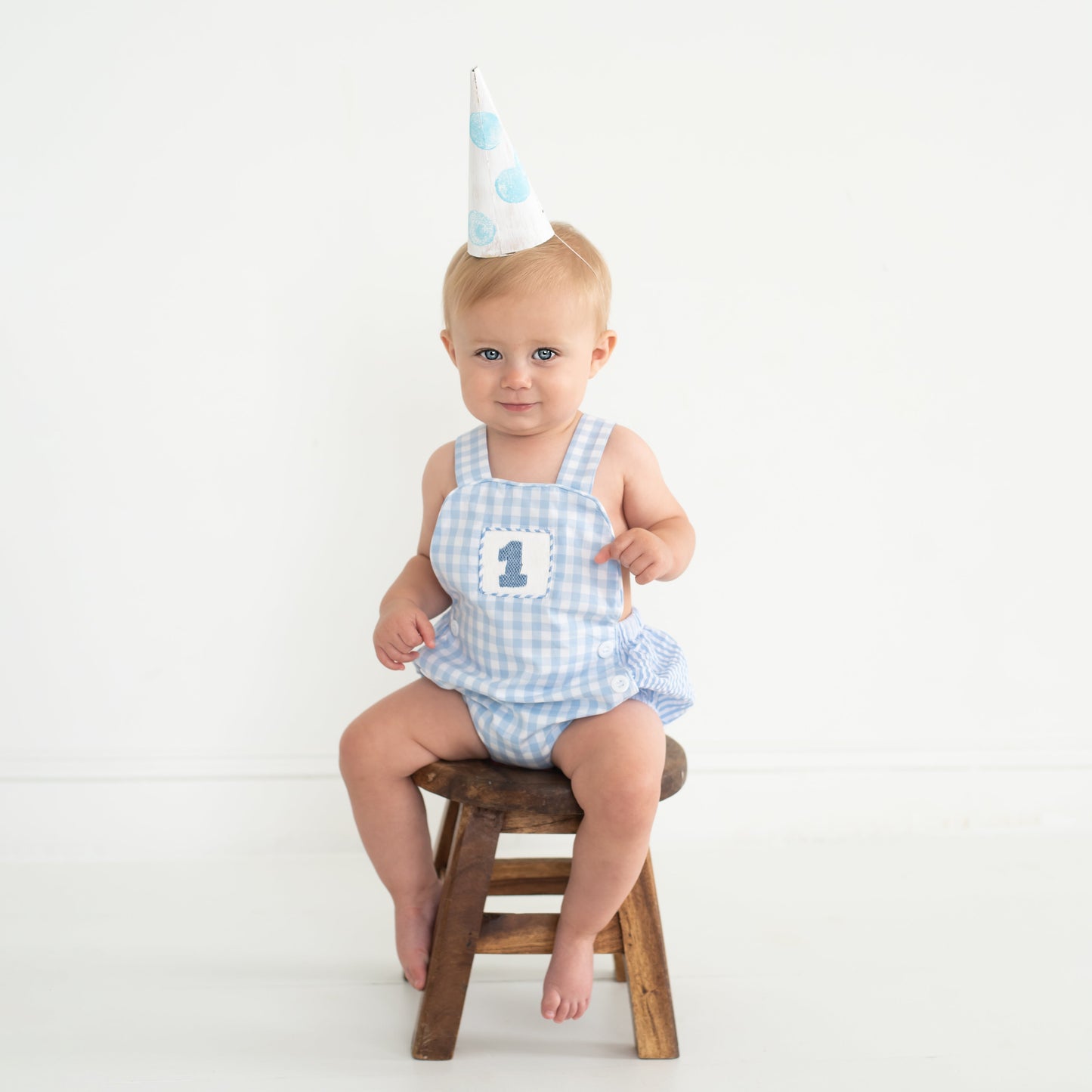 Baby Boy First Birthday Outfit – Smocked Blue Birthday Bubble