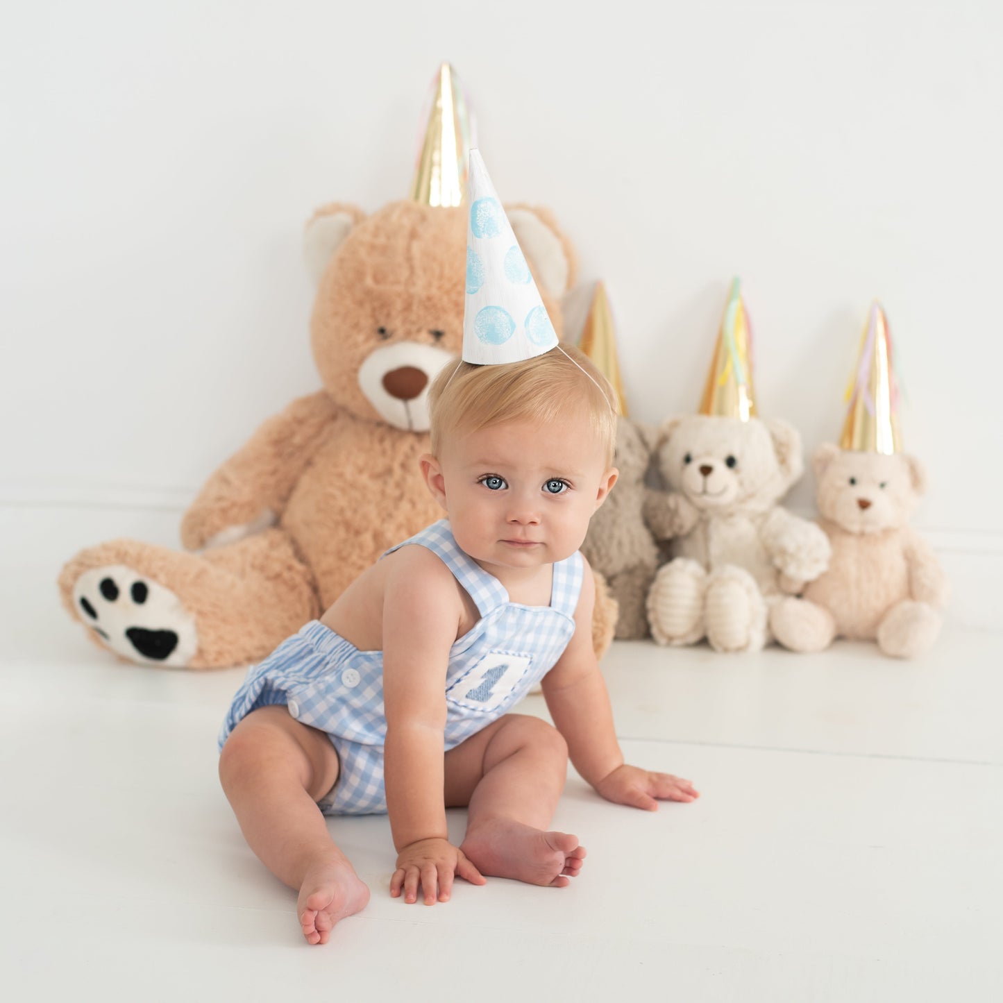 Baby Boy First Birthday Outfit – Smocked Blue Birthday Bubble