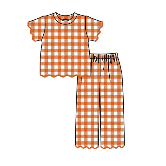 PO- Scalloped Fall Girls Pants Set