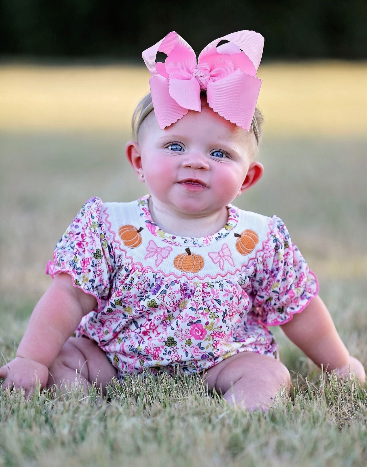 RTS- Fall Floral Smocked Girls Bubble