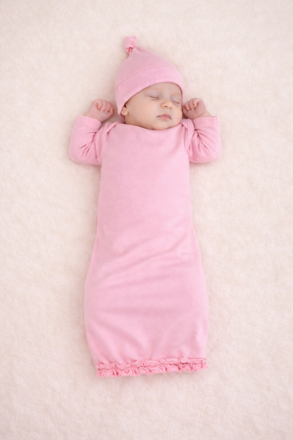 Ruffle Long Sleeve Baby Gown -- 100% Cotton Blank for Embroidery & Boutique | 8 Colors | Hidden Zipper | 0-3M