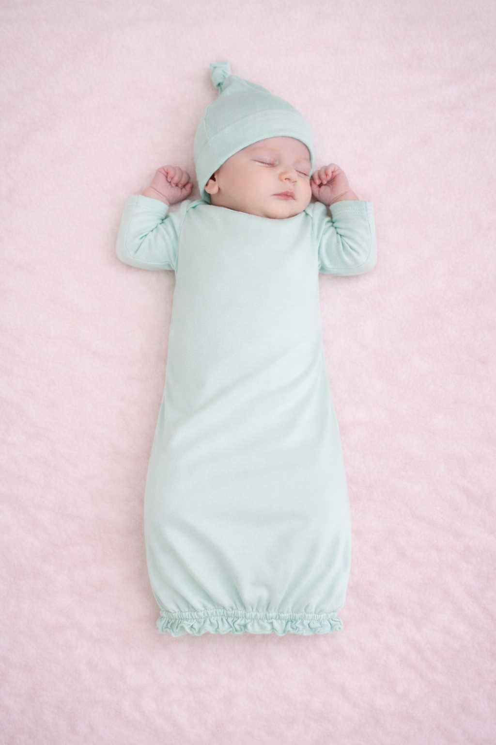 Ruffle Long Sleeve Baby Gown -- 100% Cotton Blank for Embroidery & Boutique | 8 Colors | Hidden Zipper | 0-3M