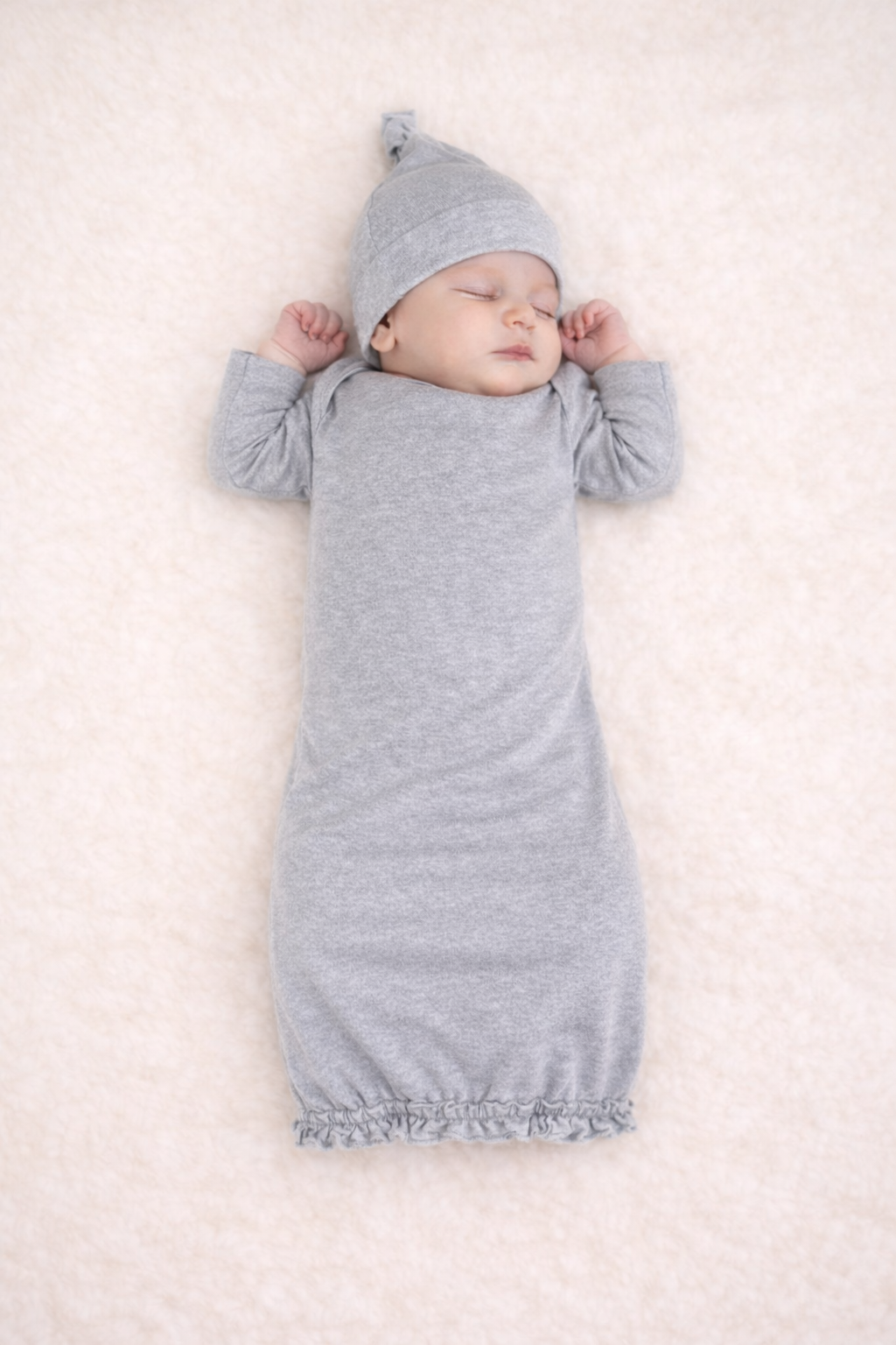 Ruffle Long Sleeve Baby Gown -- 100% Cotton Blank for Embroidery & Boutique | 8 Colors | Hidden Zipper | 0-3M