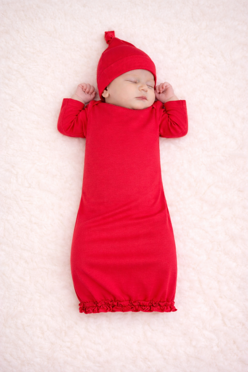 Ruffle Long Sleeve Baby Gown -- 100% Cotton Blank for Embroidery & Boutique | 8 Colors | Hidden Zipper | 0-3M