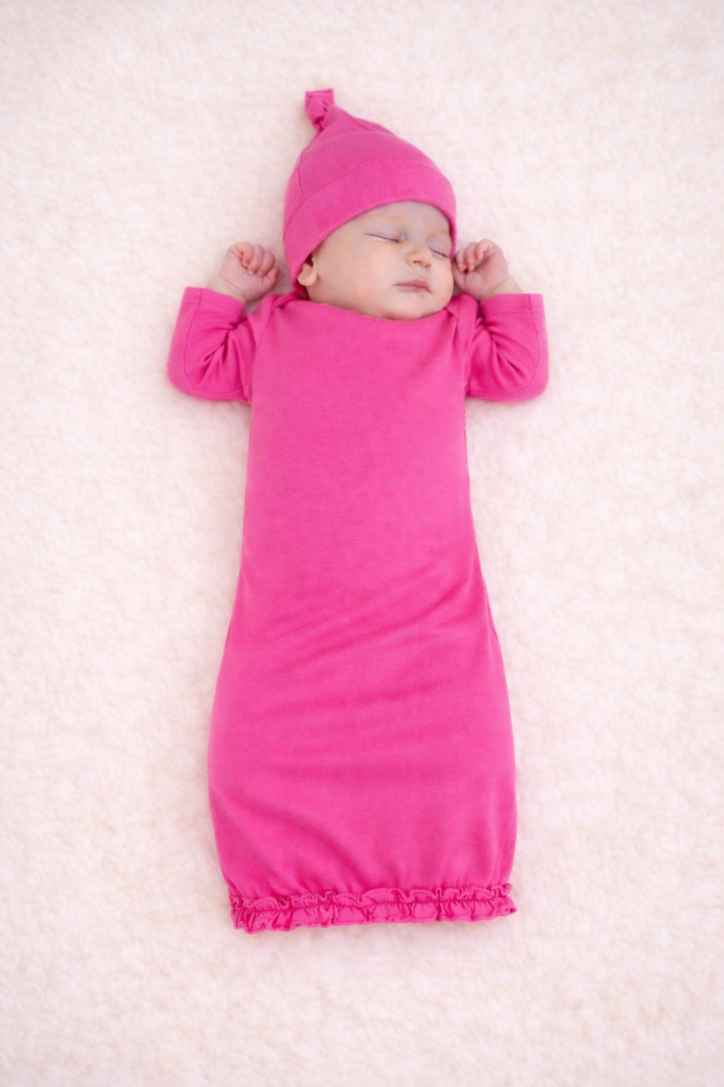 Ruffle Long Sleeve Baby Gown -- 100% Cotton Blank for Embroidery & Boutique | 8 Colors | Hidden Zipper | 0-3M