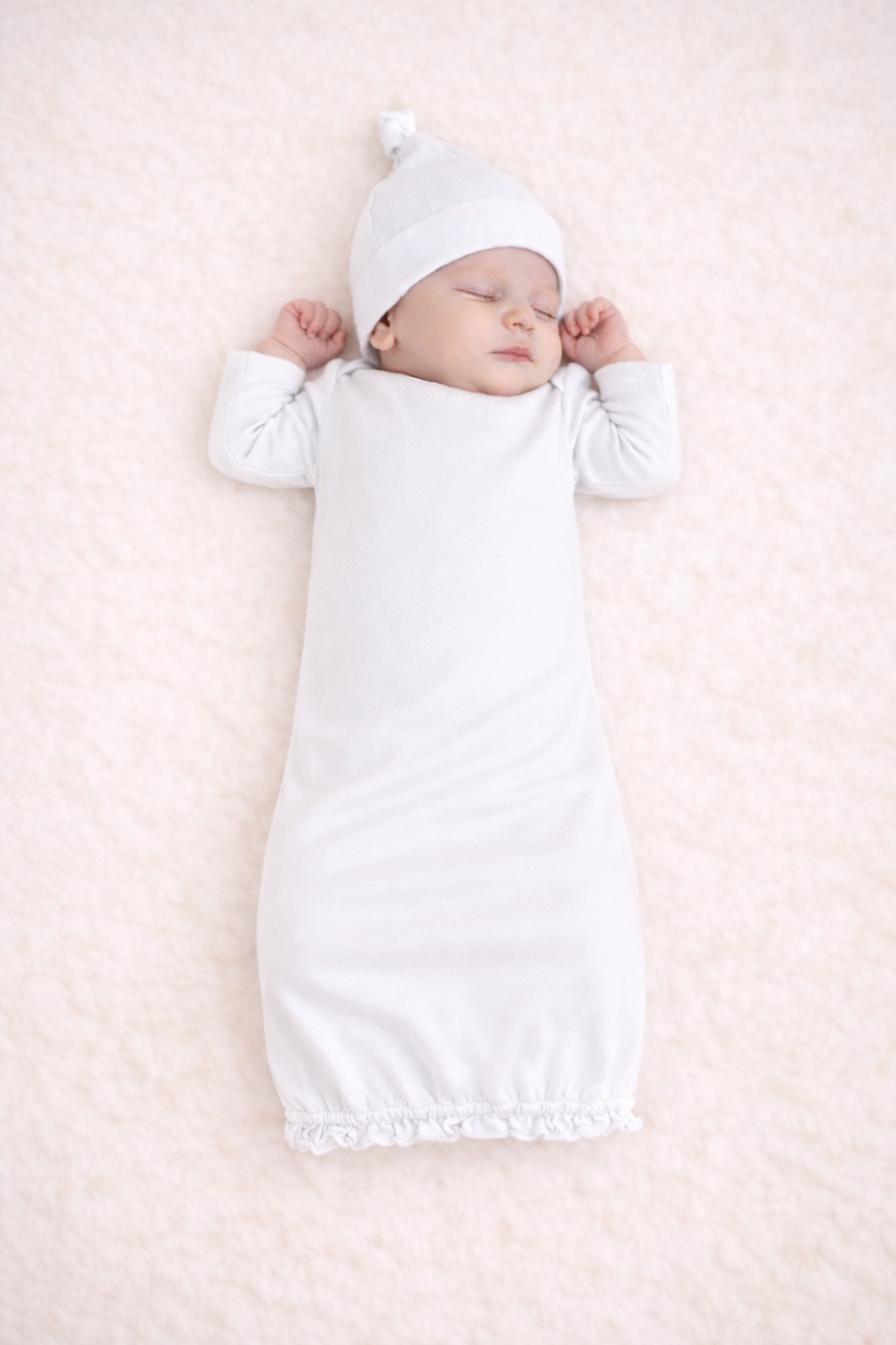 Ruffle Long Sleeve Baby Gown -- 100% Cotton Blank for Embroidery & Boutique | 8 Colors | Hidden Zipper | 0-3M