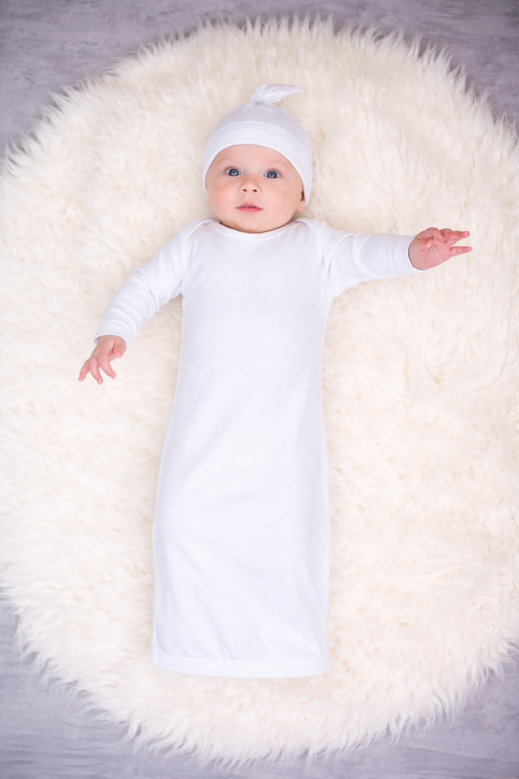 Unisex Long Sleeve Baby Gown – Cotton Blank | 8 Colors | Side Zipper | Embroidery & Monogram Ready