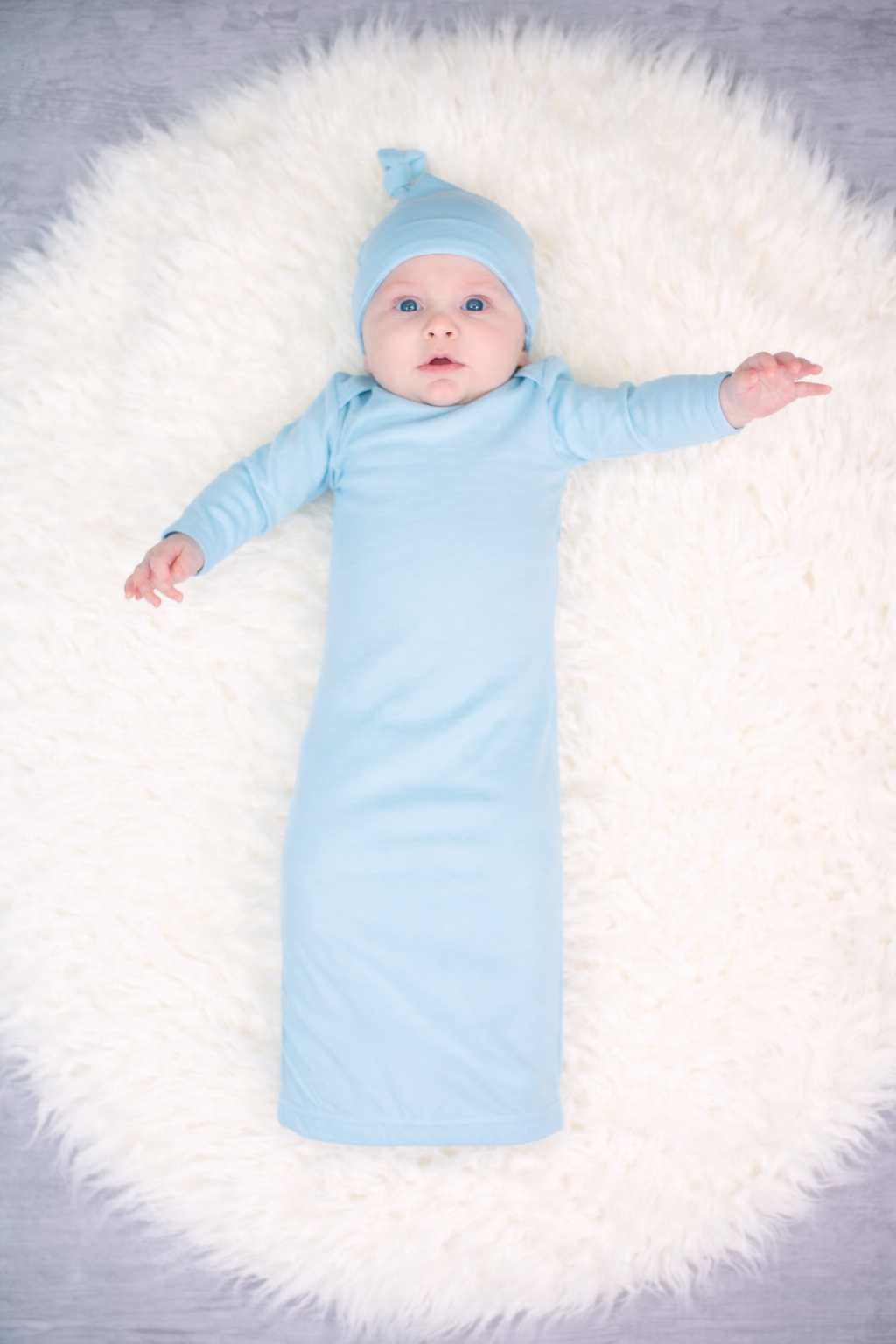 Unisex Long Sleeve Baby Gown – Cotton Blank | 8 Colors | Side Zipper | Embroidery & Monogram Ready