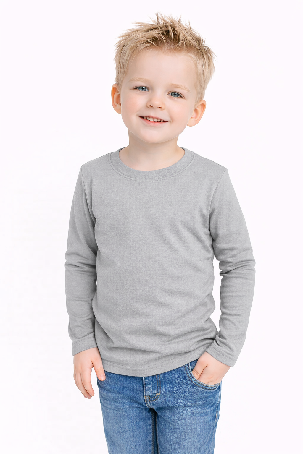 Boy's Long Sleeve Shirt – Cotton Blank for Embroidery, HTV & Heat Press | 9 Colors | Sizes 12M–10