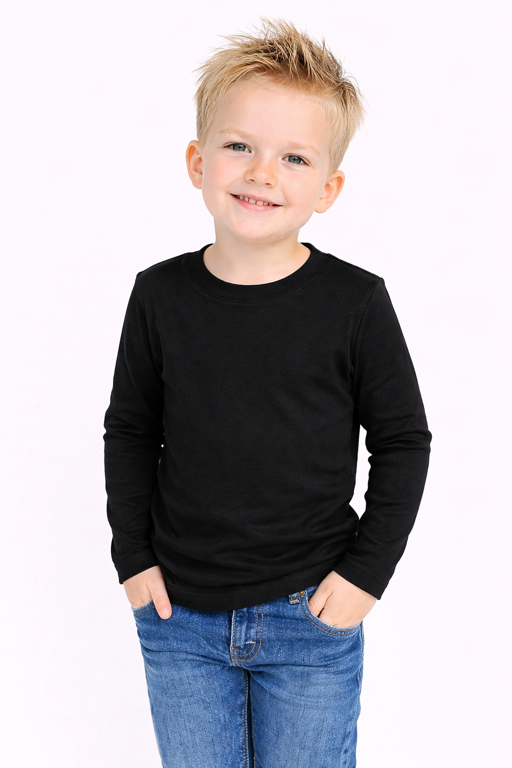 Boy's Long Sleeve Shirt – Cotton Blank for Embroidery, HTV & Heat Press | 9 Colors | Sizes 12M–10
