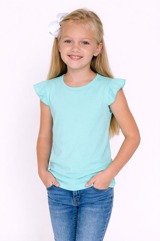 Girl's Angel Sleeve Shirt – Cotton Blank for Embroidery & Boutique | 6 Colors | Sizes 12M–12
