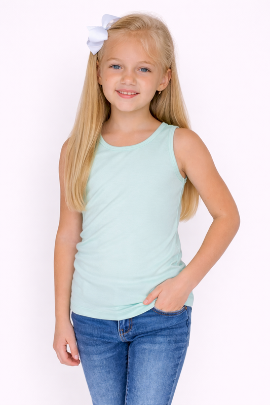 Girl's Tank Top – Cotton Blank for Embroidery & Boutique │ 6 Colors │ Sizes 12M–10