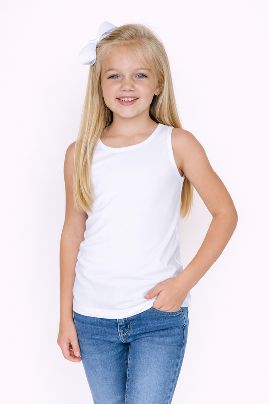 Girl's Tank Top – Cotton Blank for Embroidery & Boutique │ 6 Colors │ Sizes 12M–10