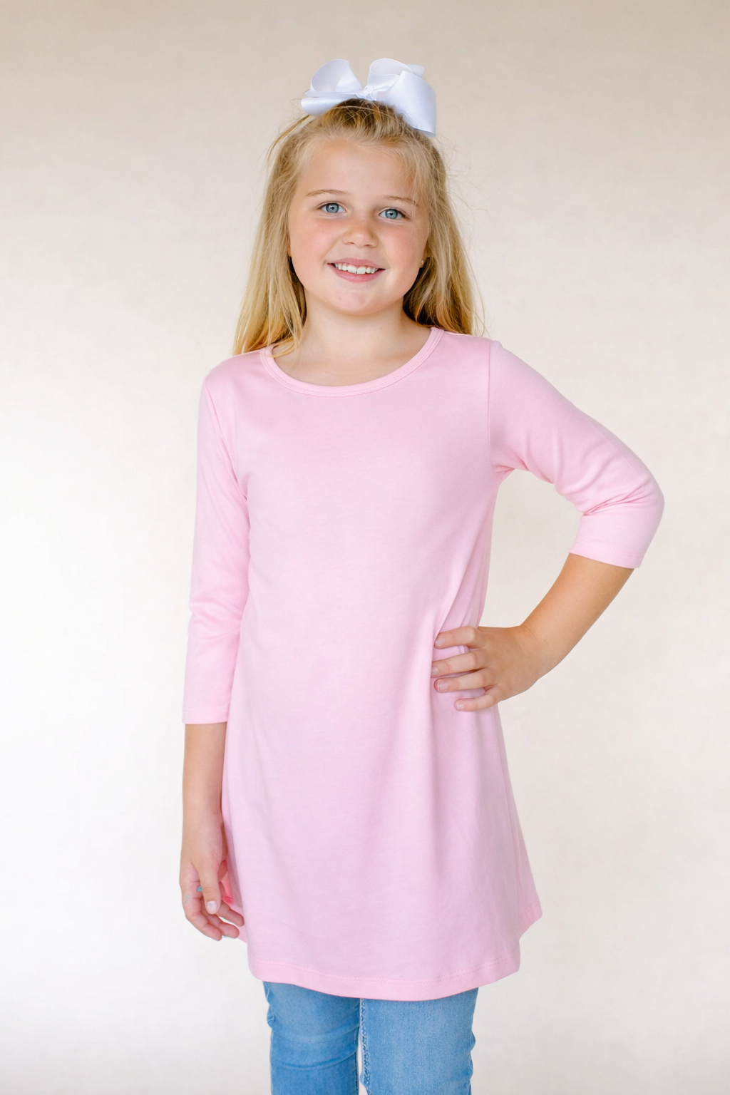 Girl's Straight Sleeve Tunic – Cotton Blank │ 8 Colors │ Embroidery & Boutique │ 12M–12