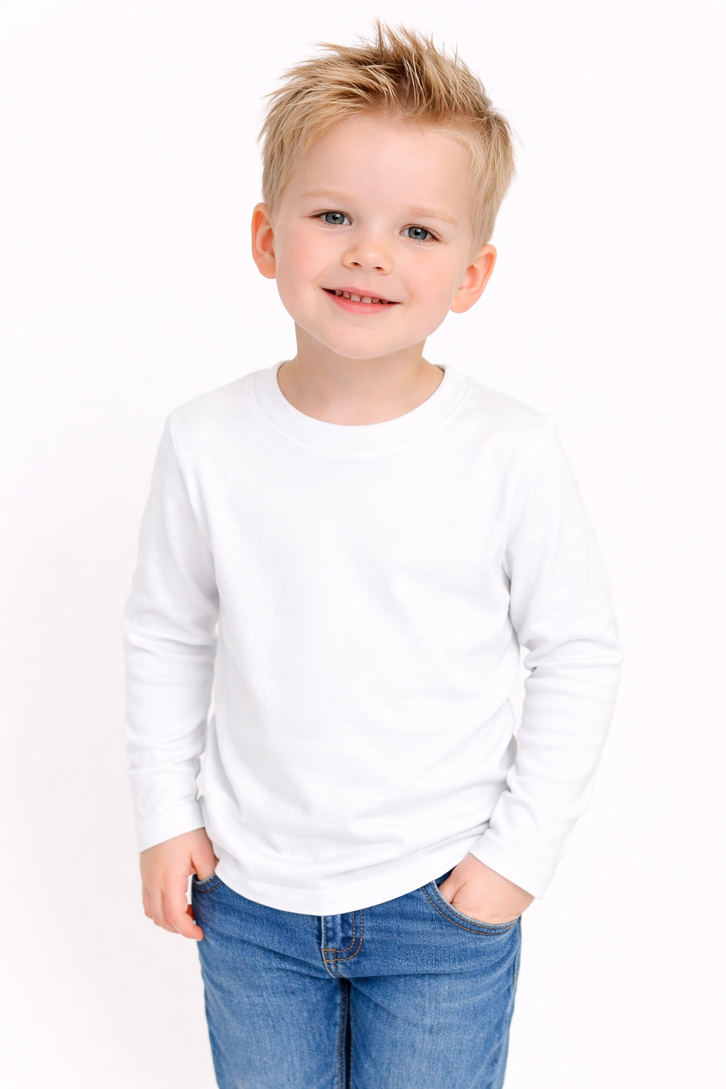 Boy's Long Sleeve Shirt – Cotton Blank for Embroidery, HTV & Heat Press | 9 Colors | Sizes 12M–10