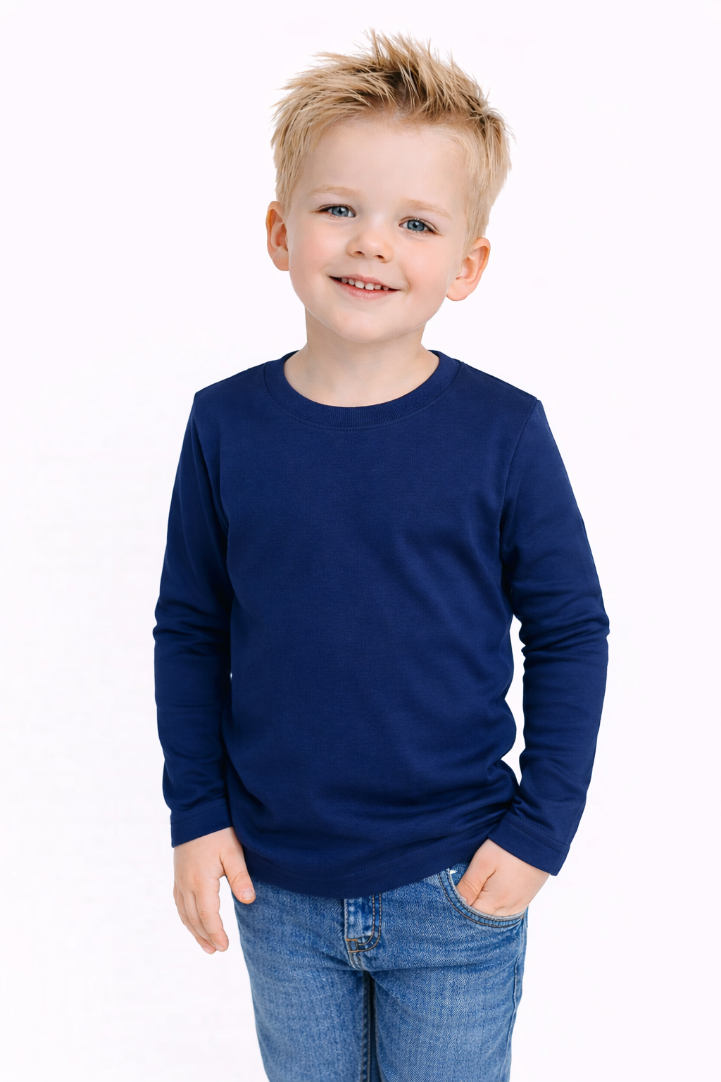 Boy's Long Sleeve Shirt – Cotton Blank for Embroidery, HTV & Heat Press | 9 Colors | Sizes 12M–10