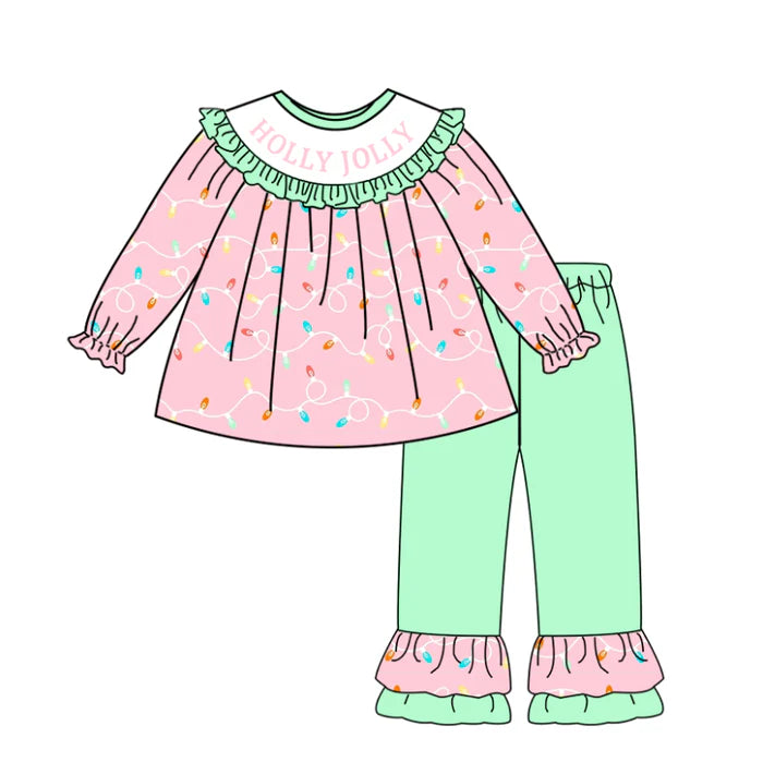 PO- Holly Jolly Girls Pants Set