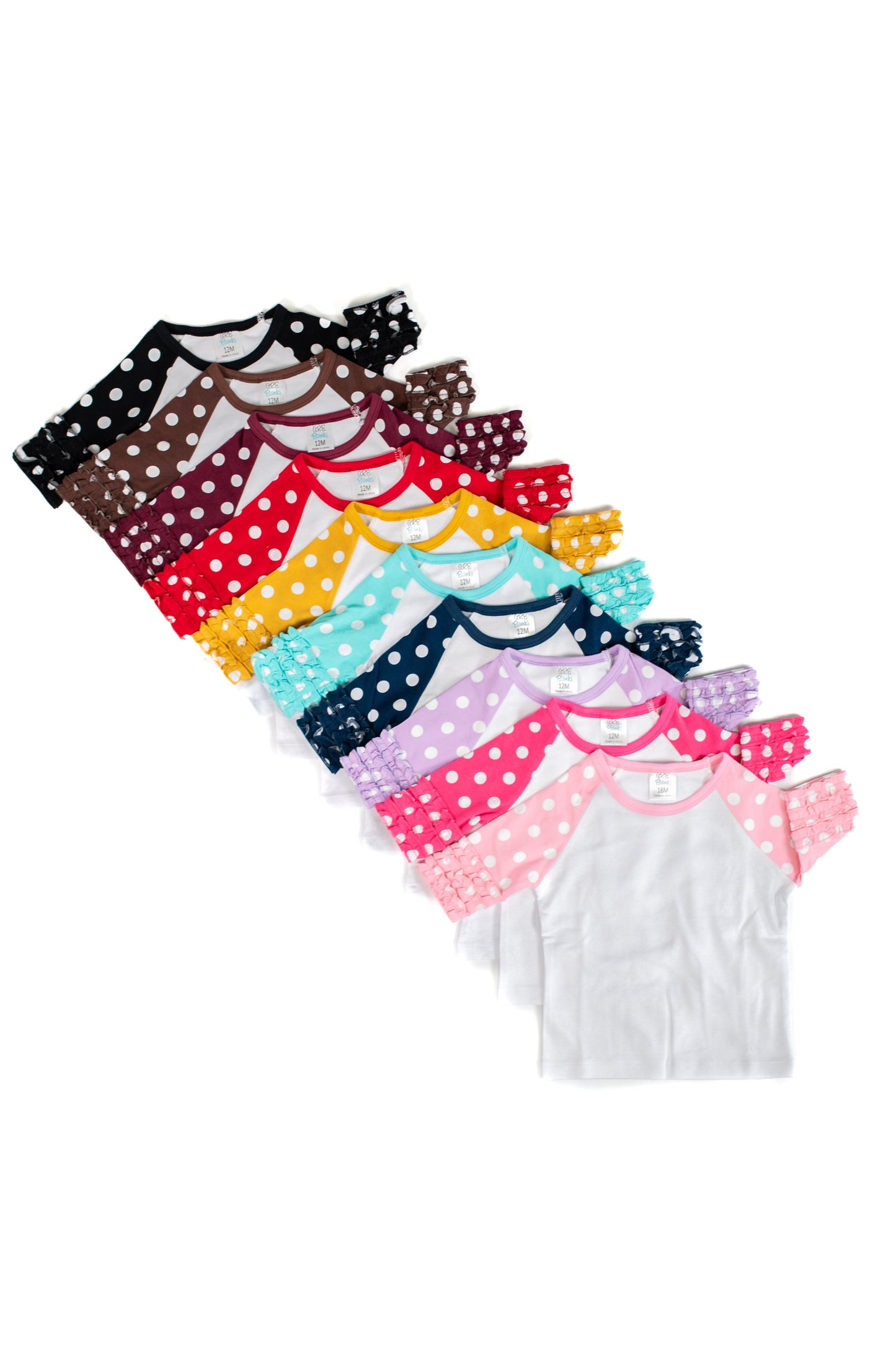 Girl's Polka Dot Triple Ruffle Raglan