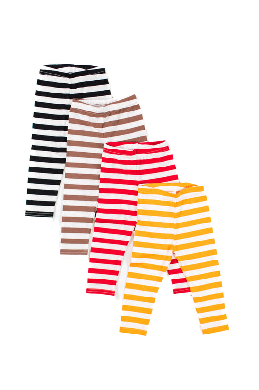 ARB Outlet | Unisex Striped Leggings -- 95% Cotton Blend | 4 Colors | Sizes 12M-10 | Embroidery & HTV Ready