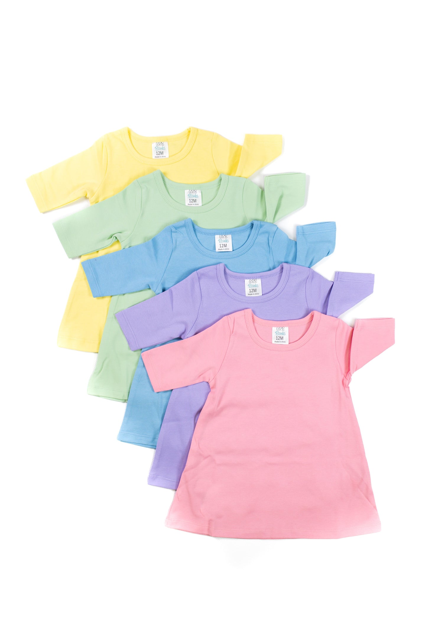 Girl's Straight Sleeve Tunic – Cotton Blank │ 8 Colors │ Embroidery & Boutique │ 12M–12