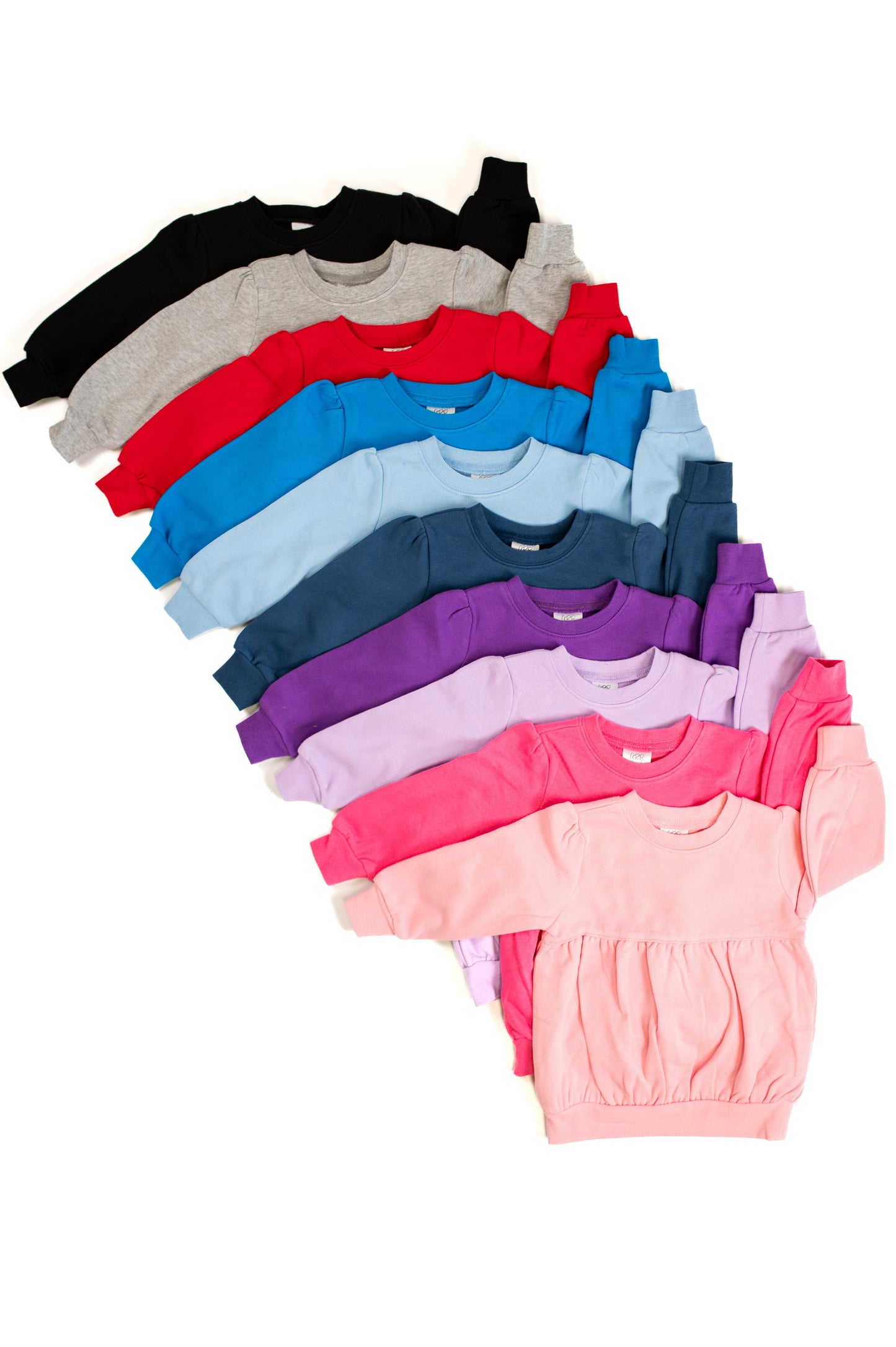 Bubble Sweatshirt – Girly Puff Sleeve | 10 Colors | Cotton Blank | Sizes 12M–12